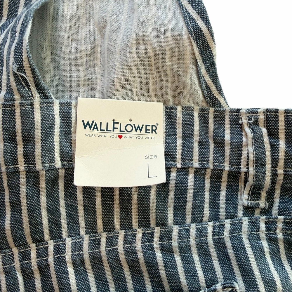 Wallflower Blue and White Striped Short Overalls - Picture 7 of 10